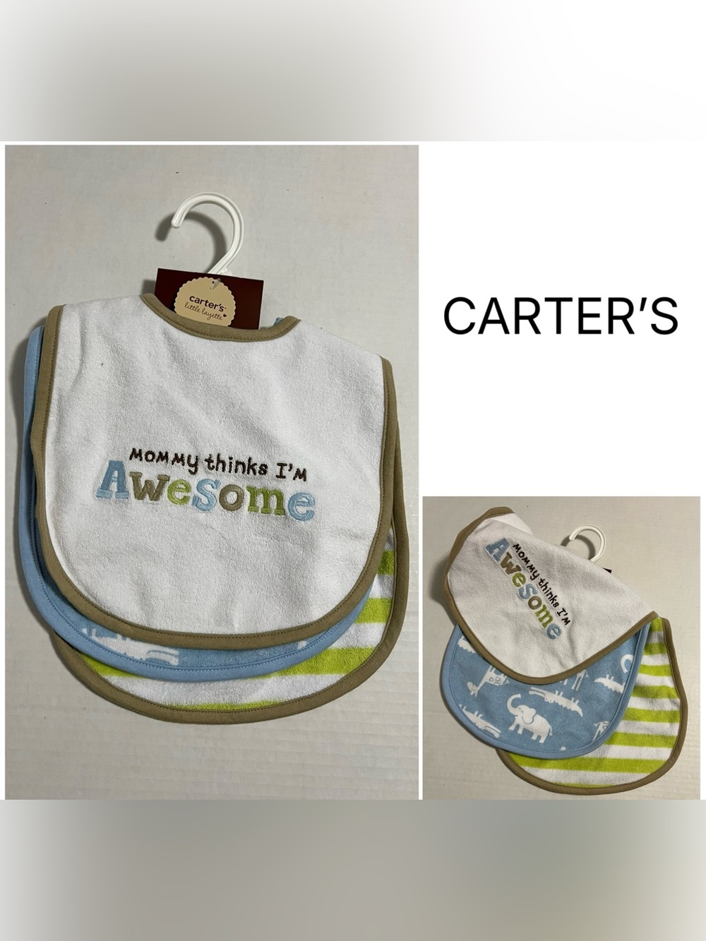 CARTER’S - NWT - 3PK - INFANT BOYS BIBS